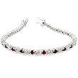 Silvertone, Round Cut Ruby and Clear CZ's in Prong Setting, Box Clasp