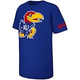 NCAA Kansas Jayhawks Youth Mega Logo T-shirt - Royal Blue (Large)