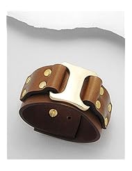 Brown Leather Bracelet In White Base