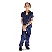 Super Soft Children Scrub Set Kids Doctor Dress up (7, True Navy Blue)