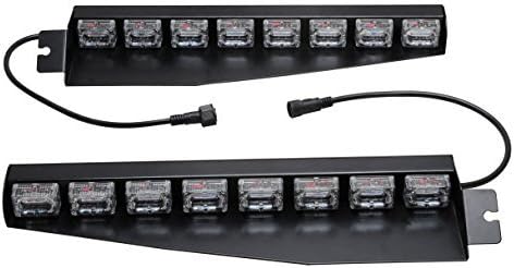 BiaoChi Car Auto LED CREE 12V 48W 8 Pics Bulb Dashboard Deck Truck Boat Windshield Emergency Warning Flashlight Strobe Light Lamp Bar with Brackets Pack of 2 KM817E (Blue) by BiaoChi