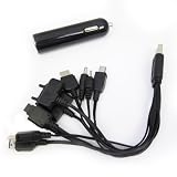 GSI Super Quality 10-In-1 Universal In-Car USB To Cigarette Lighter Port Rapid 1000mAh Family Charger Adapter - 10 Cables Fit iPhone, Blackberry, Nokia, Sony Ericsson, LG, Motorola, HTC, Palm And Droid Smartphones, Etc.