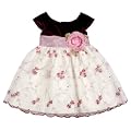 Sweet Heart Rose Velvet Top Dress with Embroidered Skirt, Berry Crush, 18 Months