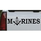 10in X 2.8in Black -- Marines with Masonic Square and Compass Military Car Window... by Rad Dezigns