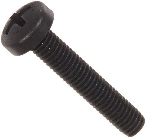 Nylon 6/6 Pan Head Machine Screw, Black, #2 Phillips Drive, #10-32 Thread Size, 1" Length, Fully Threaded, USA Made (Pack of 100)
