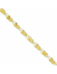 14K Gold Oval Link and Shiny Heart Bracelet 7.5 Inches