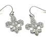 Beautiful Ice Crystal Fleur De Lis Dangle Earrings Silver Tone