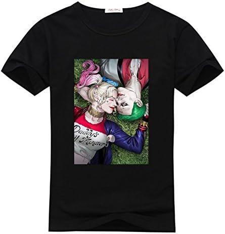 ZHBtshirt Custom Woman joker and harley quinn Women's T-shrits, DIY Woman joker and harley quinn 100% Cotton Crew Neck T-Shirt (L)