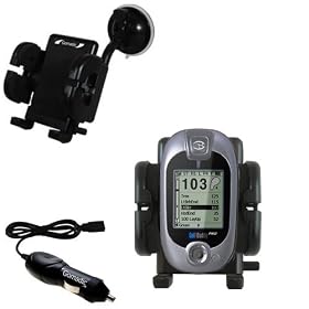 Golf Buddy Pro GPS Range Finder Flexible Auto Windshield Holder with Car Charger - Uses Gomadic TipExchange
