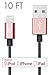 Volts USB-A to Lightning Cable Cord, MFi Certified Charger Compatible with iPhone, iPad, Rigorously Tested for Long Lifespan (Rose Gold 10 Feet)