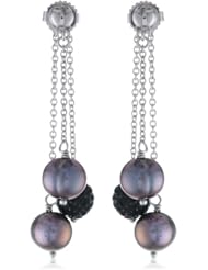 Honora "Pop Star" Freshwater Cultured Pearl and Pave Bead Triple Dangle Earrings