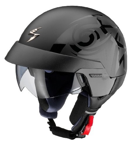 41qZ4RwZ1lL Scorpion EXO 100 Tribal Black Half Helmet   Size : Medium