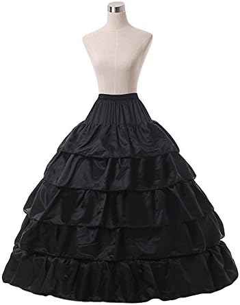 TF Dress Women's 5 Layers Ball Gown Petticoat Floor Length Underskirt Half Slips (Free, Black)
