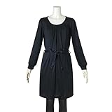 (ニッセン) nissen 【 マタニティ 授乳服 産前 産後 】 共布リボン付 ニット風 タックワンピース 授乳機能付き 黒 産後L