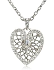 1928 Jewelry "Heart of Hearts" Swarovski with Heart Pendant Necklace, 18"
