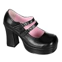 3 1/2 Inch Women's Sexy High Heel Mary Jane Dress Shoe Chunky Heel Black