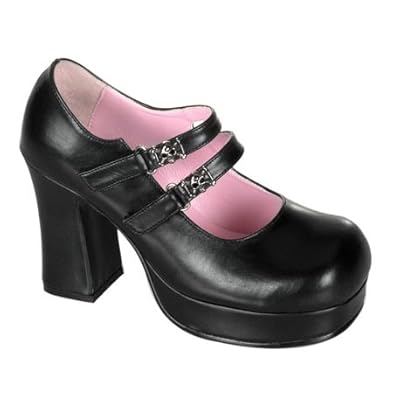 3 1/2 Inch Women's Sexy High Heel Mary Jane Dress Shoe Chunky Heel Black
