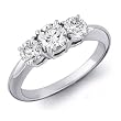14K White Gold 3 Three Stone Round Diamond Ring (1/4 cttw)