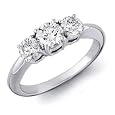 14K White Gold 3 Three Stone Round Diamond Ring (1/4 cttw)