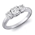 14K White Gold 3 Three Stone Round Diamond Ring (1/2 cttw)