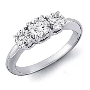Sterling Silver 3 Three Stone Round Diamond Engagement Ring (1/4 cttw) - Size 7.5