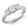 14K White Gold 3 Three Stone Round Brilliant Diamond Bridal Band (1 cttw, GH/I1)