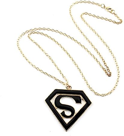 1 PCS Necklace Pendent XL0305 Black Super Hero Superman Supergirl Logo Sign Long Chain Choker Vintage Neck Bib Collar Lady Beauty
