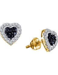 Real Diamond Earrings 0.33CTW DIAMOND HEART EARRING Yellow-gold 14K