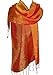 Fandori Silk Scarf Shawl with Floral Print and Contrasting Color - Orange - One Size