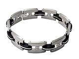 Handsome Men's Surgical Steel Matte Finish Bracelet with Carbon Fiber Highlights