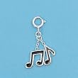 Sterling Silver Pendant - Music Notes With Clasp - For Adding On To Bracelet - 20mm Height