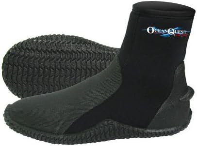 Ocean Quest 5mm Premium Super-Stretch Titanium Medium Sole Dive Boots Black Mens 10 (L)