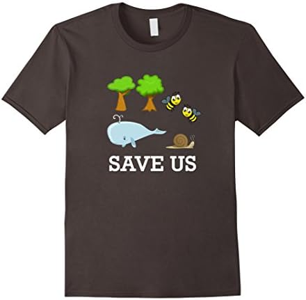 Men's Earth Day Shirt Save the Trees, Bees, Whales, &amp; Snails Medium Asphalt