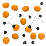 Czech Glass Bead Set Orange Pumpkins With Green Stems 11mm (12 Sets)