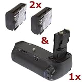 Produkt-Bild: Batteriegriff & 2 Akkus f&uuml;r Canon EOS 60D - ersetzt BG-E9, LP-E6 in Originalqualit&auml;t! Battery Pack