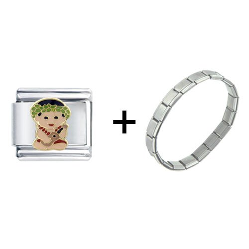 Hawaii Hula Boy Italian Charm Bracelet