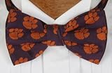 Clemson Bow Tie - Clemson University Purple Pre-Tied Bowtie with Tiger Paw Logo