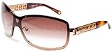MOSCHINO SUNGLASSES DESIGNER FASHION AUTHENTIC WOMENS ROSE GOLD HAVANA GOLD PEARL TOPAZ SWAROVSKI FRAME|SHADED ROVIEX LENS MO561 02