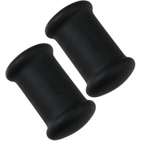 Pair of Glass Double Flared Solid Plugs: 8g Matte Black by 