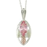 Black Hills Gold on Sterling Silver Pink Helenite Pendant