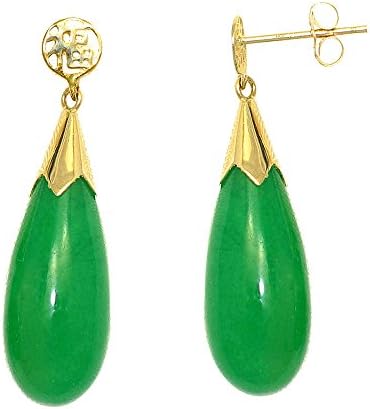 14k Gold Jade Earrings
