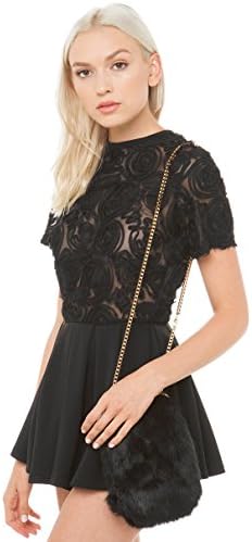 Oh My Love Bette Davies Applique Floral Playsuit - Black Size X-Small