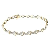 10k Yellow Gold Diamond Heart Bracelet (1/4 cttw, J Color, I3 Clarity)