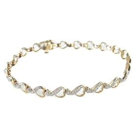 10k Yellow Gold Diamond Heart Bracelet (1 4 cttw, J Color, I3 Clarity) by Amazon.com Collection