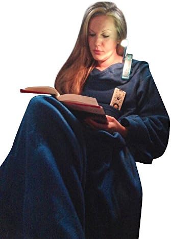 Comfy Cuddle Kit - Fleece Blanket with Sleeves Plus Free Book Light and Candle