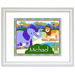 Wild Animals White Personalized Print