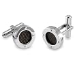 Stainless Steel Cufflinks With Black Carbon Fiber Inlay and Rivet Accents