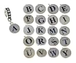 Round Silvertone Initial Letter Typewriter Style Charm Bead Fashion Jewelry -- Compatible with Pandora, Chamilia, Troll, Biagi
