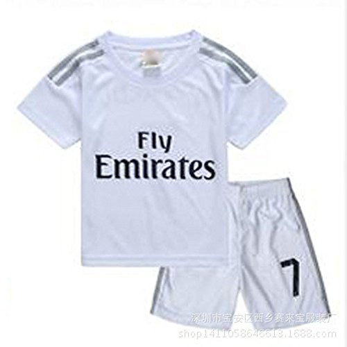 2015/2016 REAL MADRID #7 RONALDO KIDS HOME SOCCER JERSEY & SHORTS YOUTH SIZES (8-9 YEARS)