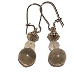 Fluorite Earrings 05 Dangle Labradorite Gray Gemstone Gunmetal Wire Crystal 1.6